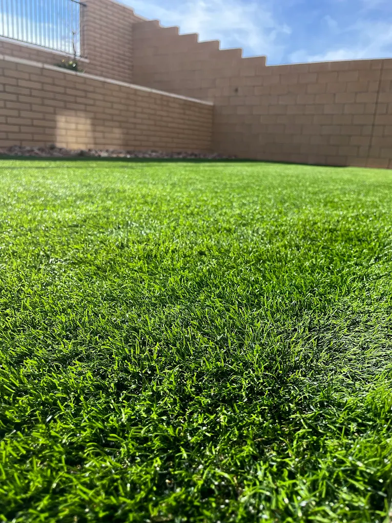 Close-up of clean artificial turf in San Diego